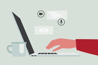 En computer og en hånd viser arbejde